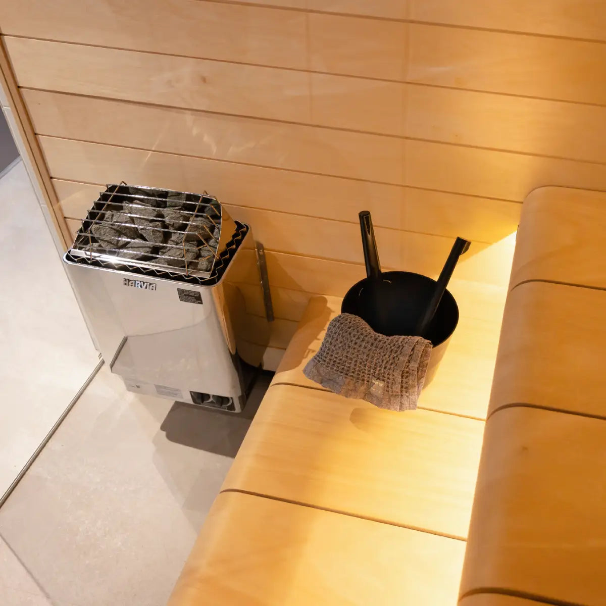 Harvia KIP45B Stainless Steel 4.5KW Sauna Heater with built-in control - Finnish Sauna Builders