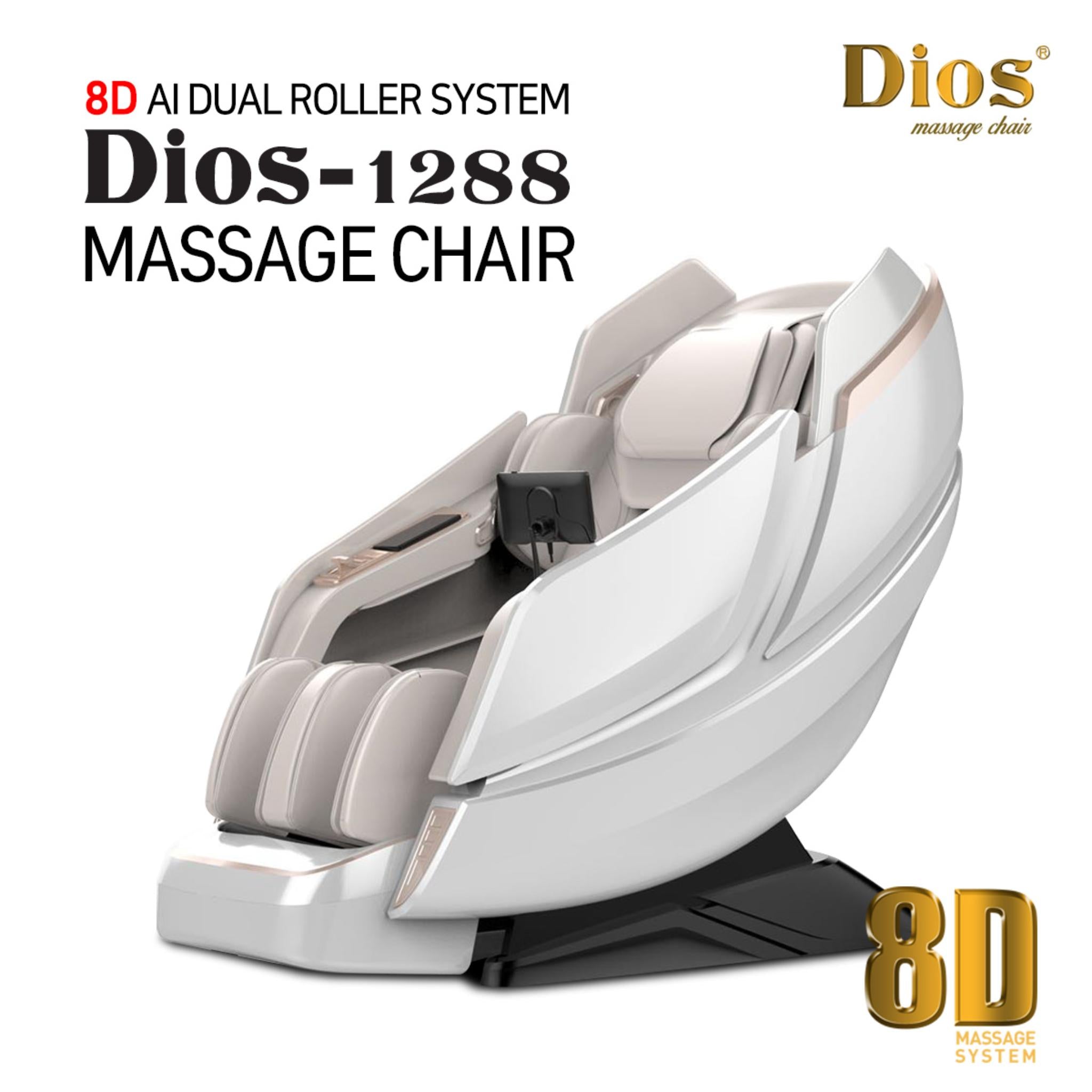 Dios Massage Chair 8D AI Dual Air Tech Touch Roller SL-track with Brain Relaxation Program Dios-1288